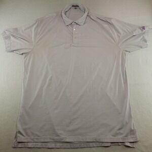 Peter Millar Summer Comfort Polo Shirt Men XXL White Purple Striped Stretch Flaw